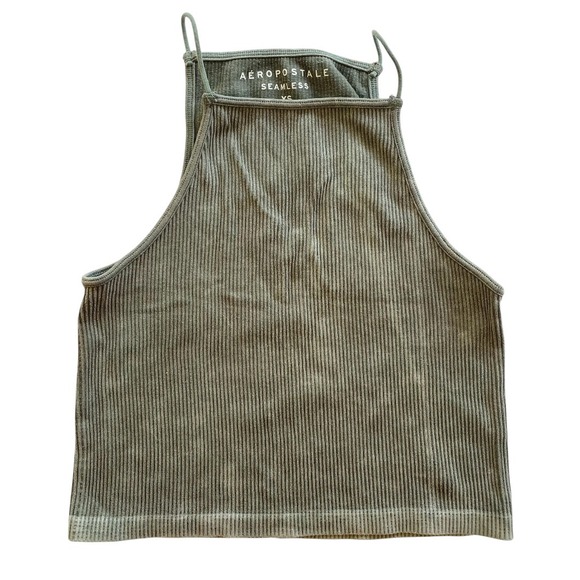 Aeropostale Seamless Tank Top Ribbed Olive Green XS Cami Top Y2K Style Fairy‎ - Picture 1 of 7